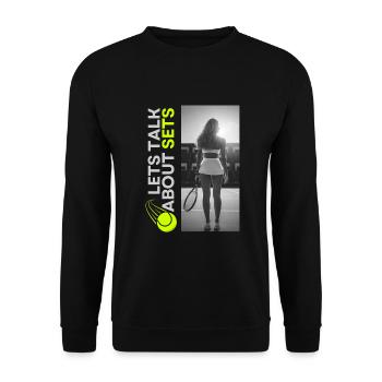 Joueur de tennis Raquette de tennis Tenue de court de tennis - Sweat-shirt Unisexe - noir - Devant - Alina (178cm) & Michal (187cm)