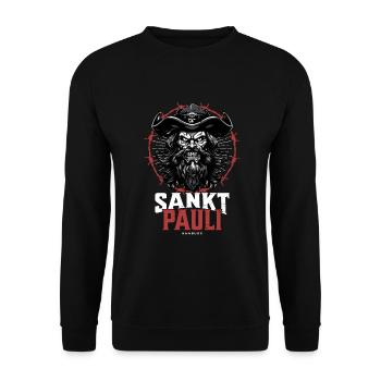 St Pauli Retro Piratenkopf Hansestadt Hambourg - Sweat-shirt Unisexe - noir - Devant - Alina (178cm) & Michal (187cm)