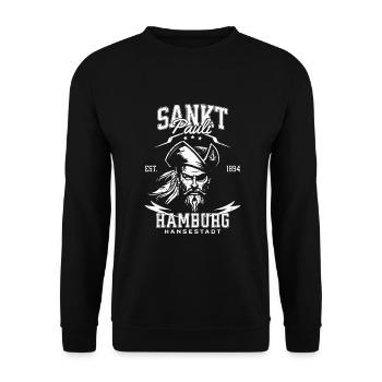 St Pauli Retro Piratenkopf Hansestadt Hambourg - Sweat-shirt Unisexe - noir - Devant - Alina (178cm) & Michal (187cm)