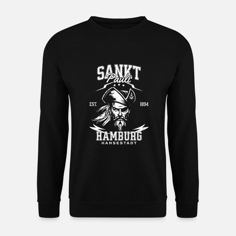 St Pauli Retro Piratenkopf Hansestadt Hamburg - Unisex Pullover - Schwarz