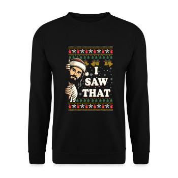 Pull de Noël laid laid Jésus Meme - Sweat-shirt Unisexe - noir - Devant - Alina (178cm) & Michal (187cm)