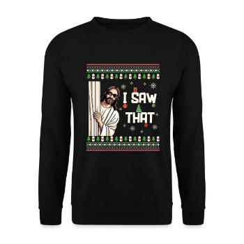 Pull de Noël laid laid Jésus Meme - Sweat-shirt Unisexe - noir - Devant - Alina (178cm) & Michal (187cm)