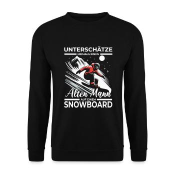 Snowboard Snowboarder Snowboarding Sternenhimmel - Unisex Pullover - Schwarz - Vorne - Alina (178cm) & Michal (187cm)