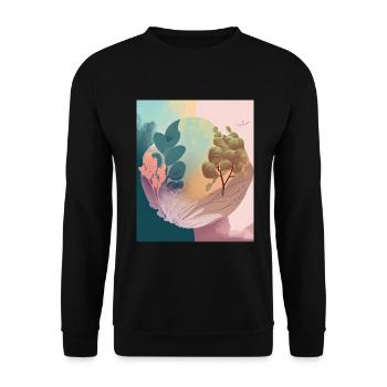 Pastellzauber: Surreale Botanik - Unisex Pullover - Schwarz - Vorne - Alina (178cm) & Michal (187cm)