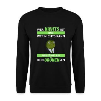T-shirt anti vert contre les verts non merci - Sweat-shirt Unisexe - noir - Devant - Alina (178cm) & Michal (187cm)