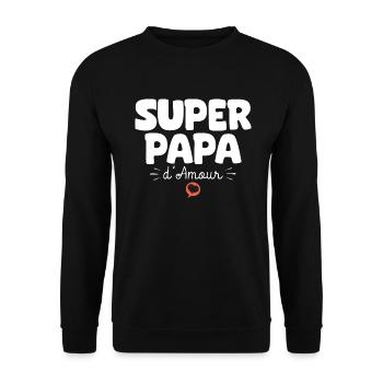 Papa drôle Fête des Pères Super papa d'amour - Sweat-shirt Unisexe - noir - Devant - Alina (178cm) & Michal (187cm)