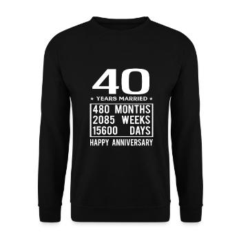 40 Years Married - Happy 40th Wedding Anniversary - Unisex Pullover - Schwarz - Vorne - Alina (178cm) & Michal (187cm)