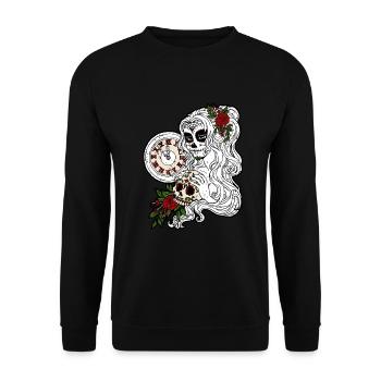 La Catrina Dia de los Muertos Gothic Design Dark - Unisex Sweatshirt - black - Front - Alina (178cm) & Michal (187cm)