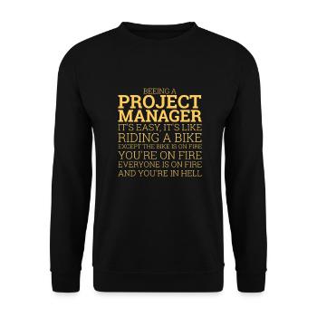 "Project Manager Bike" | "Project Manager" - Unisex Sweatshirt - black - Front - Alina (178cm) & Michal (187cm)