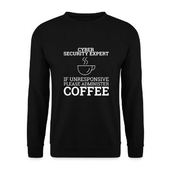 "Café Expert Cyber Sécurité | Hacker" - Sweat-shirt Unisexe - noir - Devant - Alina (178cm) & Michal (187cm)