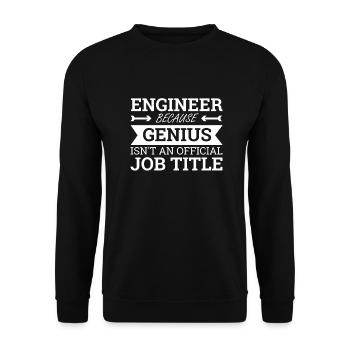 « Ingénieur Genius | Ingénieur » - Sweat-shirt Unisexe - noir - Devant - Alina (178cm) & Michal (187cm)