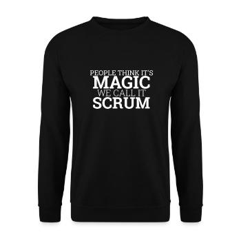 "Scrum Master Magic | " Scrum Master"" - Unisex Sweatshirt - black - Front - Alina (178cm) & Michal (187cm)