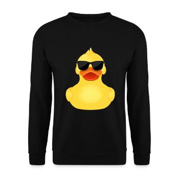 gelbe Ente Quitscheente mit Sonnenbrille Cool - Unisex Pullover - Schwarz - Vorne - Alina (178cm) & Michal (187cm)