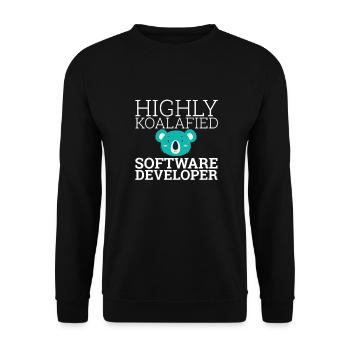 "Software Developer Koalafied | Programmierer" - Unisex Pullover - Schwarz - Vorne - Alina (178cm) & Michal (187cm)