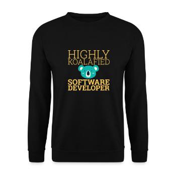 "Software Developer Koalafied | Programmierer" - Unisex Pullover - Schwarz - Vorne - Alina (178cm) & Michal (187cm)