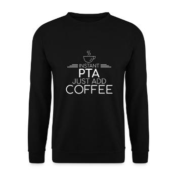 "PTA Coffee | Apotheke" - Unisex Pullover - Schwarz - Vorne - Alina (178cm) & Michal (187cm)