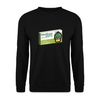"Pharmacy Medikamente Ente | Apotheke" - Unisex Pullover - Schwarz - Vorne - Alina (178cm) & Michal (187cm)
