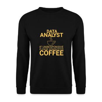 "Data Analyst Coffee | Data Scientist" - Unisex Pullover - Schwarz - Vorne - Alina (178cm) & Michal (187cm)
