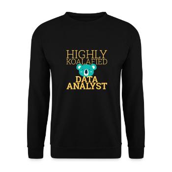 "Data Analyst Koalafied | Data Scientist" - Unisex Pullover - Schwarz - Vorne - Alina (178cm) & Michal (187cm)