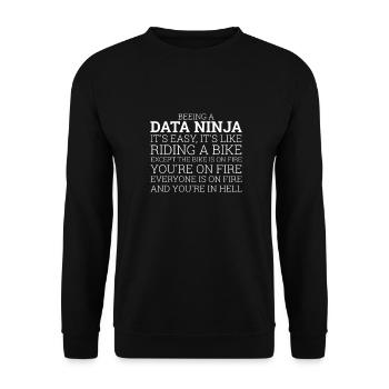 « Data Ninja Bike | Scientifique des données » - Sweat-shirt Unisexe - noir - Devant - Alina (178cm) & Michal (187cm)