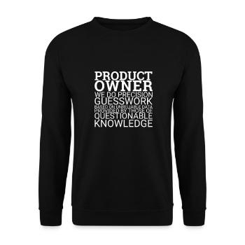 "Product Owner Guesswork | "Scrum Master"" - Unisex Pullover - Schwarz - Vorne - Alina (178cm) & Michal (187cm)