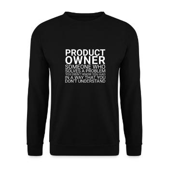 « Problème de Product Owner | » Scrum Master" » - Sweat-shirt Unisexe - noir - Devant - Alina (178cm) & Michal (187cm)