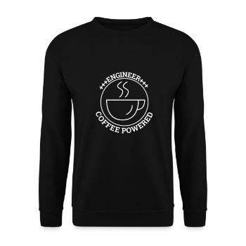 "Engineer Coffee | Ingenieur" - Unisex Pullover - Schwarz - Vorne - Alina (178cm) & Michal (187cm)