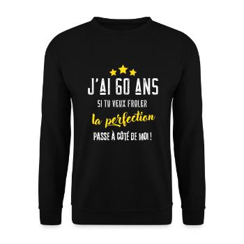 J'ai 60 ans cadeau anniversaire 60 ans humour - Sweat-shirt Unisexe - noir - Devant - Alina (178cm) & Michal (187cm)