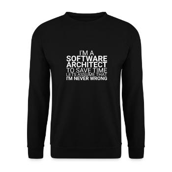 "Software Architect Time | Software Architektur" - Unisex Pullover - Schwarz - Vorne - Alina (178cm) & Michal (187cm)