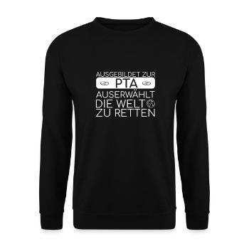 "PTA World Save | Pharmacy" - Unisex Sweatshirt - black - Front - Alina (178cm) & Michal (187cm)