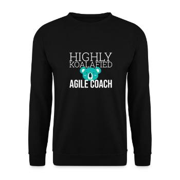 "Agile Coach Koalafied | Agile" - Unisex Pullover - Schwarz - Vorne - Alina (178cm) & Michal (187cm)