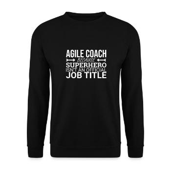 "Agile Coach Superhero | Agile" - Unisex Pullover - Schwarz - Vorne - Alina (178cm) & Michal (187cm)