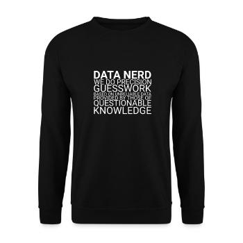 "Data Nerd Guesswork | Data Science" - Unisex Sweatshirt - black - Front - Alina (178cm) & Michal (187cm)