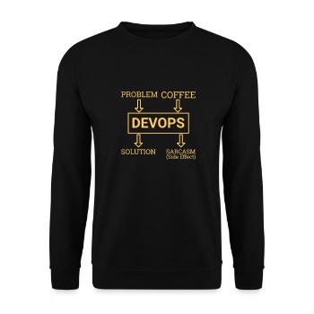 « Sarcasme DevOps | Développement de logiciels » - Sweat-shirt Unisexe - noir - Devant - Alina (178cm) & Michal (187cm)