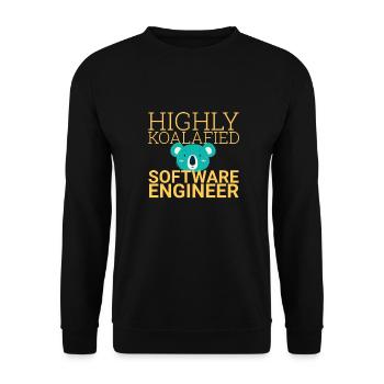 "Software Engineer Koalafied | Programming" - Unisex Pullover - Schwarz - Vorne - Alina (178cm) & Michal (187cm)