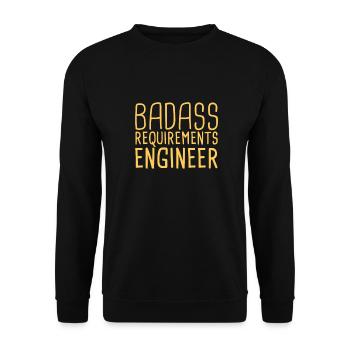 "Requirements Engineer Badass | Engineering" - Unisex Sweatshirt - black - Front - Alina (178cm) & Michal (187cm)