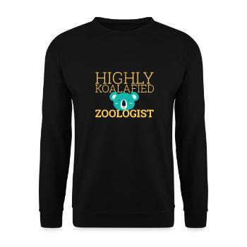 "Zoologist Koalafied | Zoology" - Unisex Sweatshirt - black - Front - Alina (178cm) & Michal (187cm)