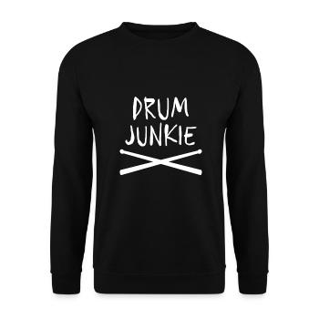 Drum Junkie Drumsticks Schlagzeuger Geschenkidee - Unisex Pullover - Schwarz - Vorne - Alina (178cm) & Michal (187cm)