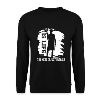 Basketball Is Life Rest Is Détails Basketball Player - Sweat-shirt Unisexe - noir - Devant - Alina (178cm) & Michal (187cm)