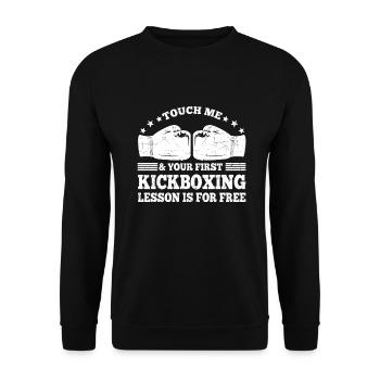Funny Kickboxing Quote Lesson Is For Free Gift - Unisex Sweatshirt - black - Front - Alina (178cm) & Michal (187cm)