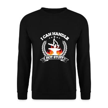 Forgeron Je peux gérer l’idée cadeau de trucs chauds - Sweat-shirt Unisexe - noir - Devant - Alina (178cm) & Michal (187cm)