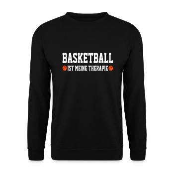 Basketball ist Therapie Lustiger Basketball Spruch - Unisex Pullover - Schwarz - Vorne - Alina (178cm) & Michal (187cm)