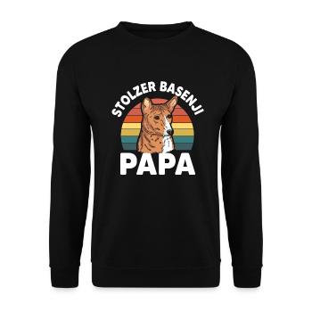 Stolzer Basenji Papa - Unisex Pullover - Schwarz - Vorne - Alina (178cm) & Michal (187cm)