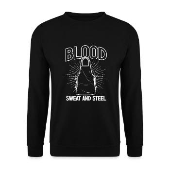 Blacksmith Gear Blood Sweat And Steel Gift Idea - Unisex Pullover - Schwarz - Vorne - Alina (178cm) & Michal (187cm)