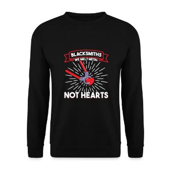 Blacksmiths We Melt Metal Not Hearts Metalsmith - Unisex Sweatshirt - black - Front - Alina (178cm) & Michal (187cm)