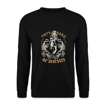 Muay Thai Fight Hard Idée cadeau de combattant traditionnel - Sweat-shirt Unisexe - noir - Devant - Alina (178cm) & Michal (187cm)