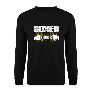 Boxer In Progress Boxing Gloves Cool Boxing Gift - Unisex Sweatshirt - black - Front - Alina (178cm) & Michal (187cm)