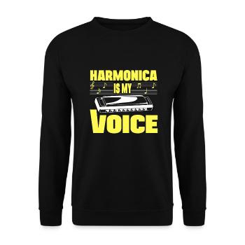 Harmonica Is My Voice French Harp Player Gift Idea - Unisex Sweatshirt - black - Front - Alina (178cm) & Michal (187cm)