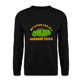 My Car Is A Garbage Truck Dumpster Trash Truck - Unisex Pullover - Schwarz - Vorne - Alina (178cm) & Michal (187cm)