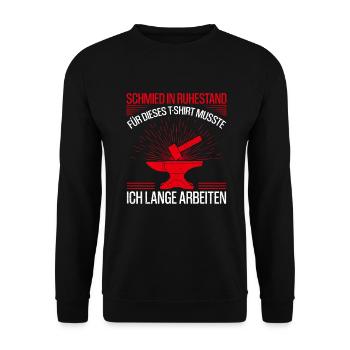 Schmied Ruhestand Spruch Geschenkidee - Unisex Pullover - Schwarz - Vorne - Alina (178cm) & Michal (187cm)